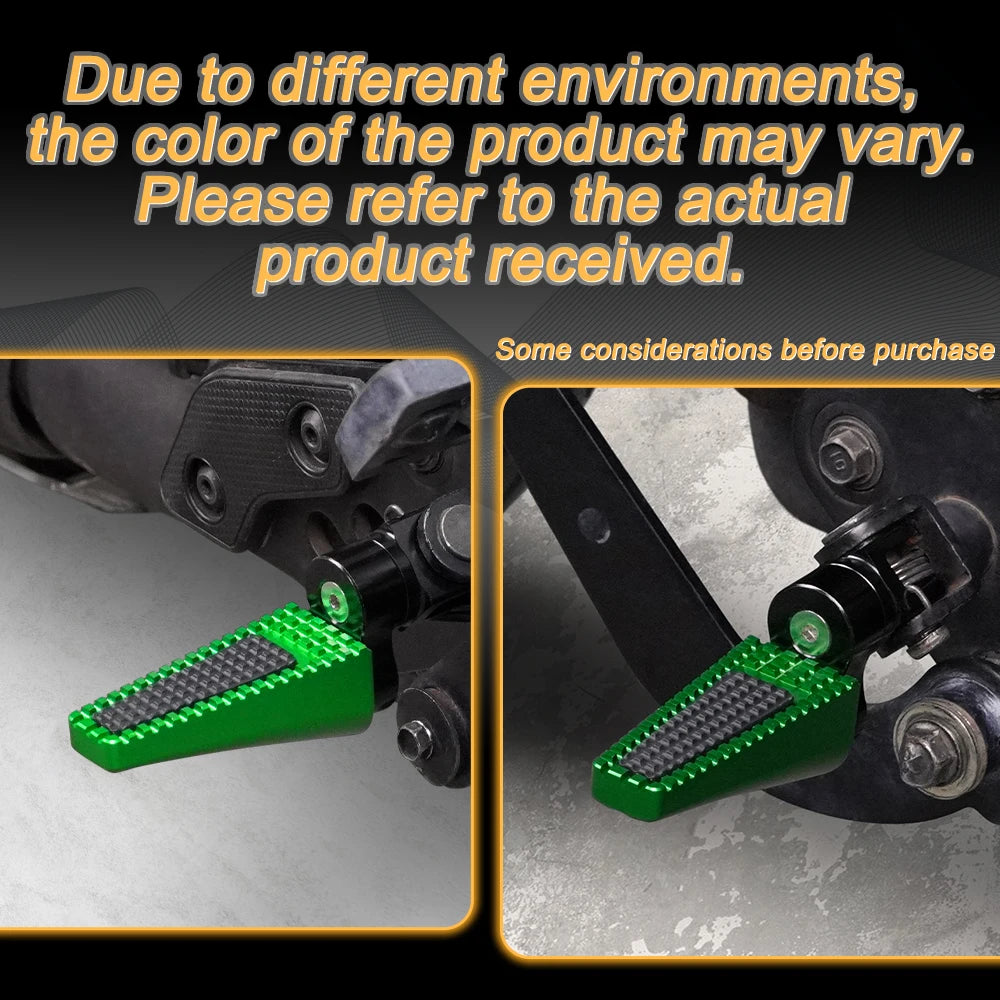 Kawasaki Z650 Anniversary / Z650RS / Z1000SX / ZX-6R / ZX-9R Front Foot Pegs – Adjustable 360° or Straight – CNC Aluminum + Rubber – 7 Colors – $75–$90