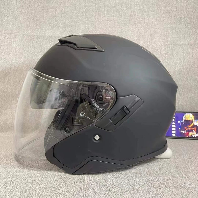 Open Face Helmets – J-Cruise II 3/4 Jet Motorcycle Helmet, Dual Visor, Retro Scooter Style for Men & Women