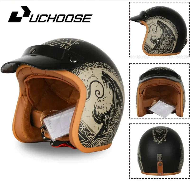 Open Face Helmets – DOT Certified Retro Motorcycle Helmet, Cafe Racer & Street Riding for Men