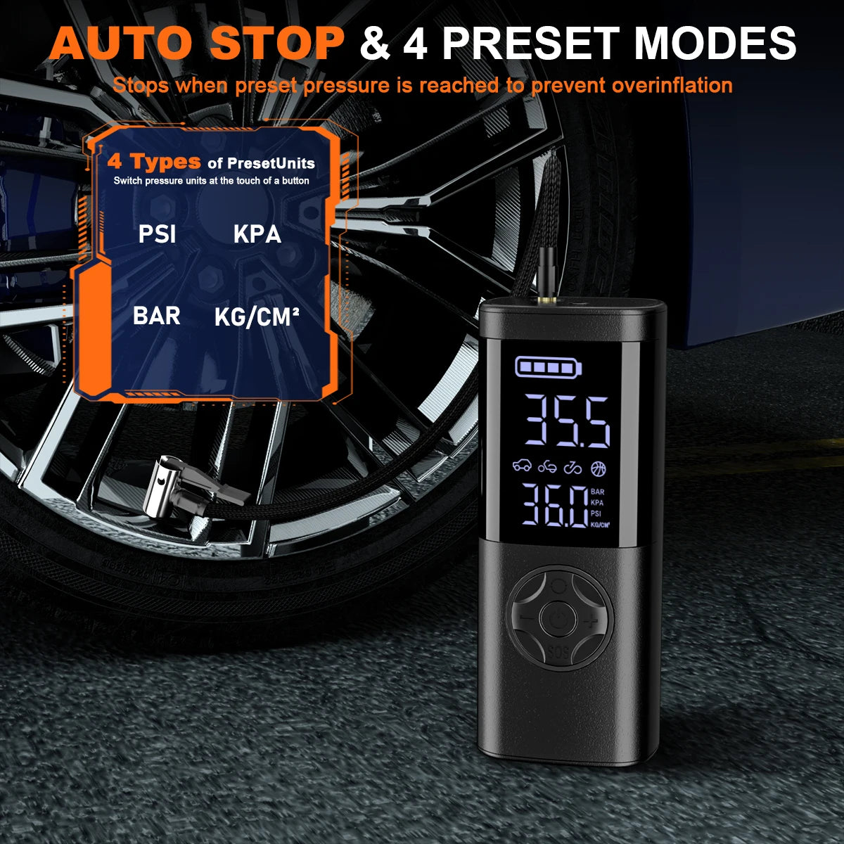 Portable Air Compressor – Mini Wireless Tire Inflator with Digital Display
