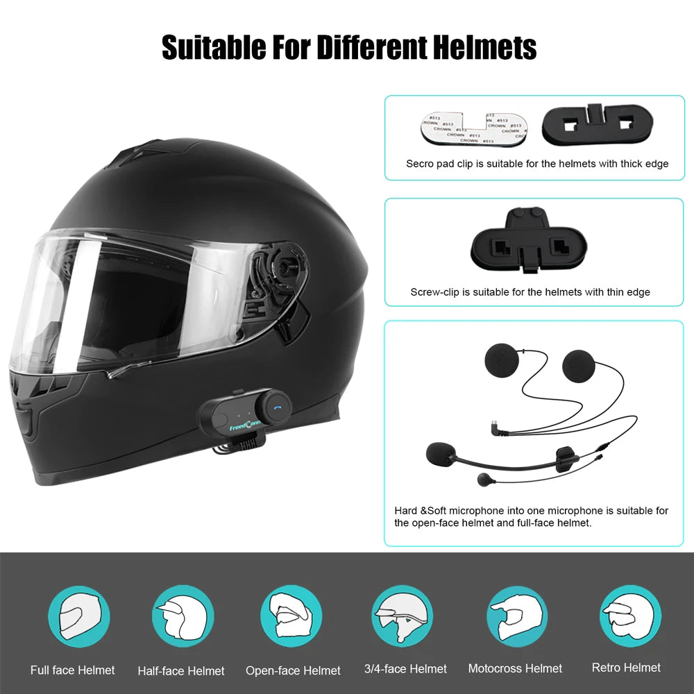 FREEDCONN T-COM VB Motorcycle Bluetooth Intercom – 6-Rider Group