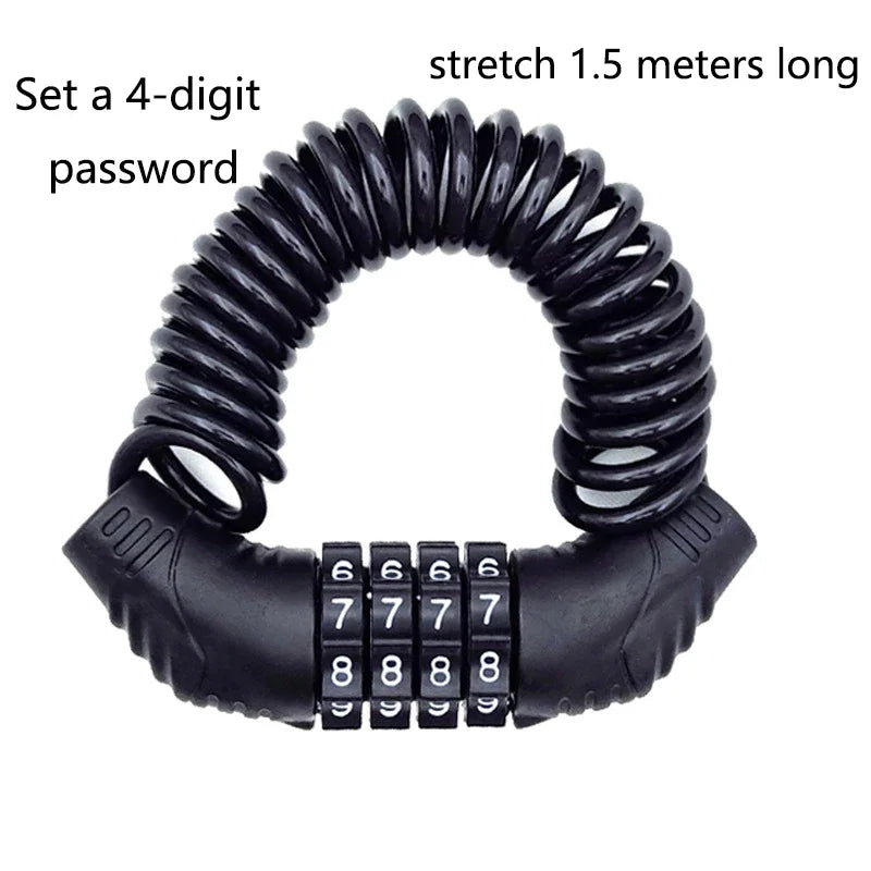 Universal Password Wire Lock for Motorcycles, E-Bikes & Helmets | Portable Anti-Theft Security Lock for MTB & Road Bikes