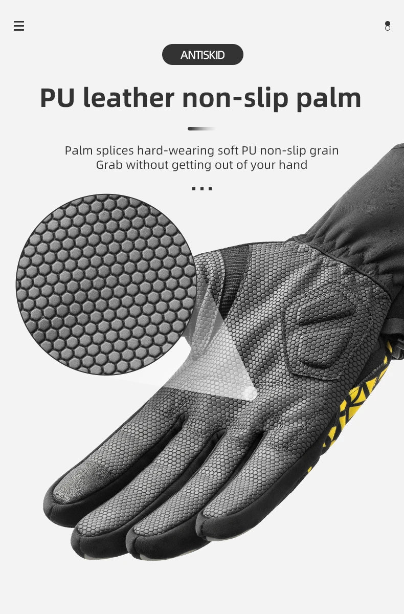ROCKBROS Winter Warm Bike Gloves Touch Screen Windproof Thermal Motor Bicycle Gloves Men Women SBR Pad Shockproof Cycling Gloves