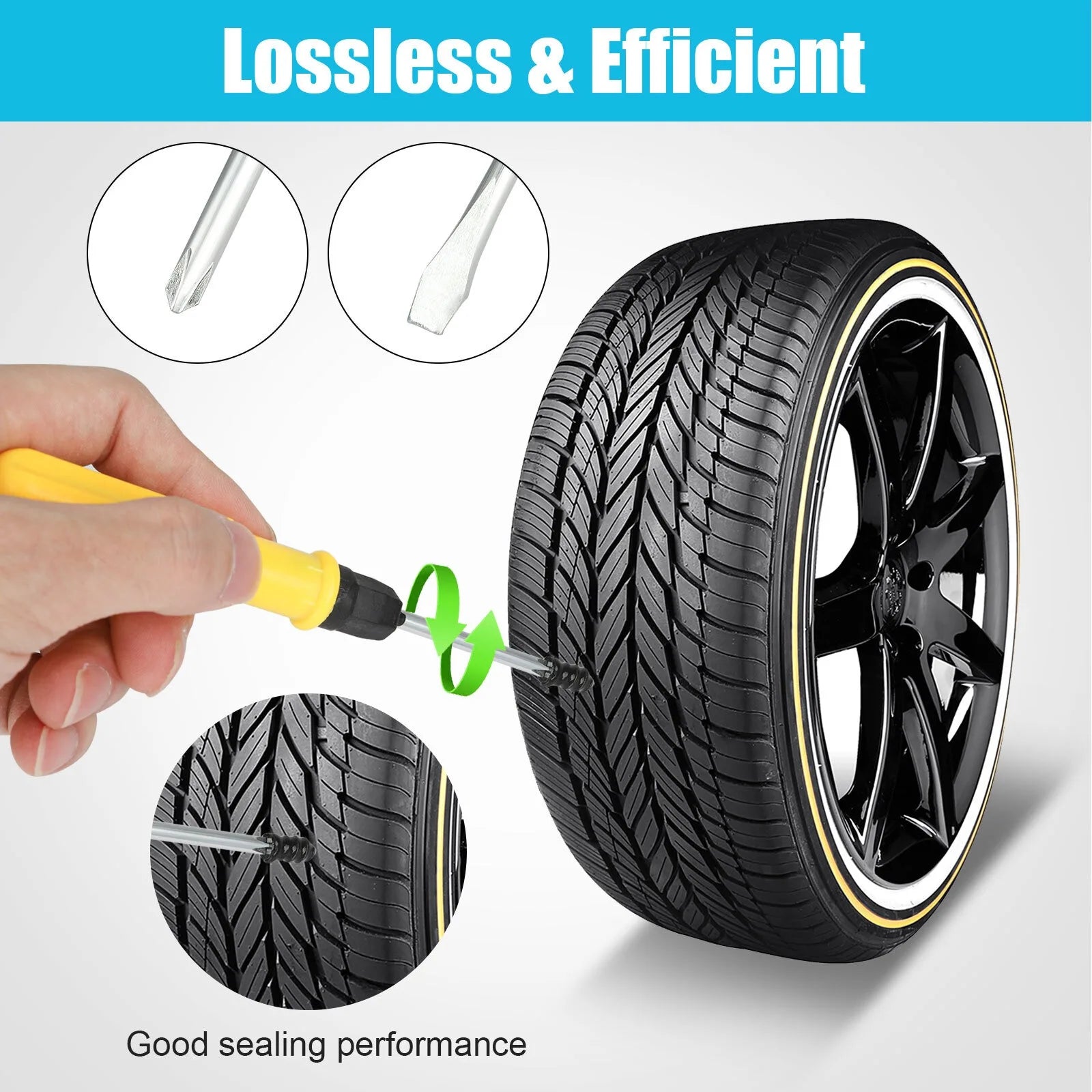 60pcs Rubber Screw Tire Repair Nails with Screwdriver and Storage Box – 2 Sizes – Car Motorcycle Truck Bike – $18