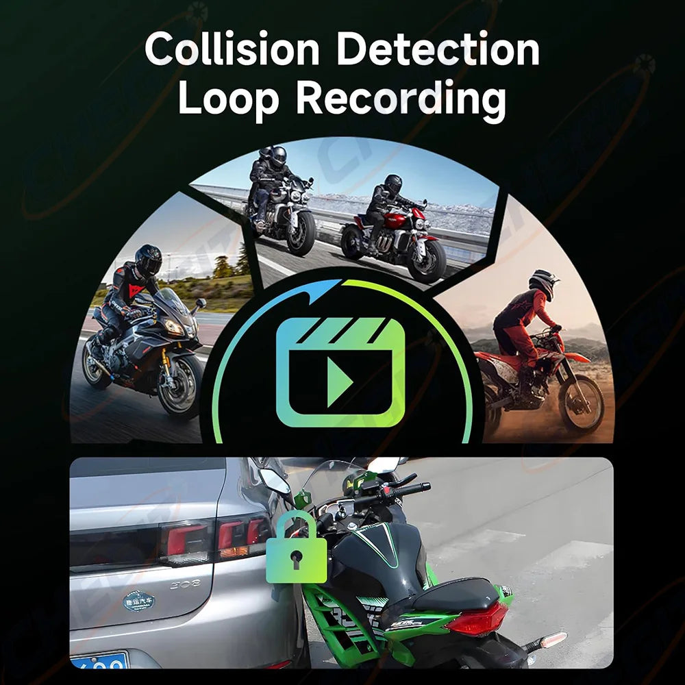 WDSZKMYF 2K HD IP66 Waterproof Mini Motorcycle Dash Cam 170° WiFi Night Vision Loop Recording USB Motorcycle Camera DVR for Motorcycle E-Bike Bicycle Mountain Bike