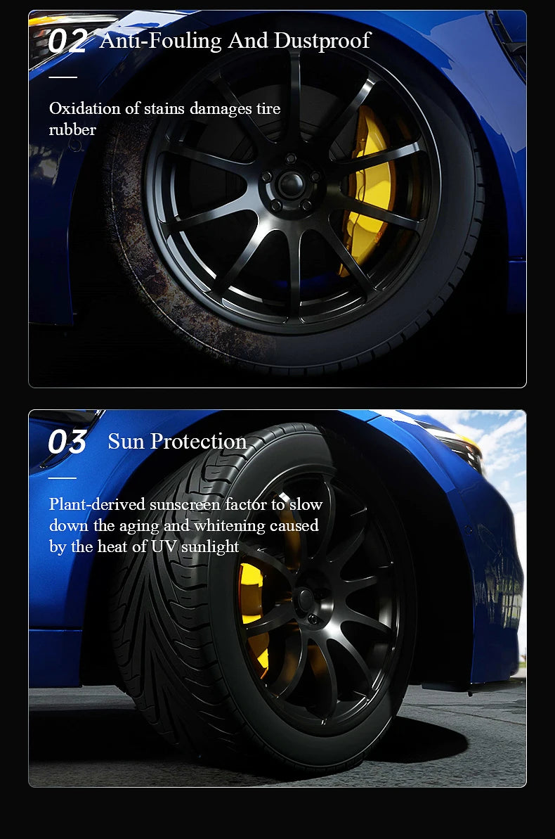 Car Tire Shine Spray – Wheel Cleaning Refurbishing Wax Brightener – 50ml / 100ml / 300ml – $12–24