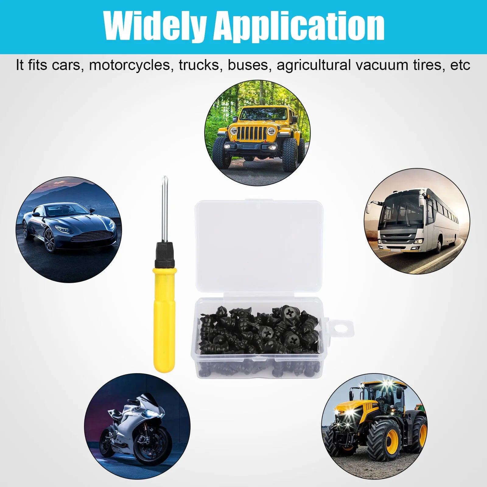 60pcs Rubber Screw Tire Repair Nails with Screwdriver and Storage Box – 2 Sizes – Car Motorcycle Truck Bike – $18