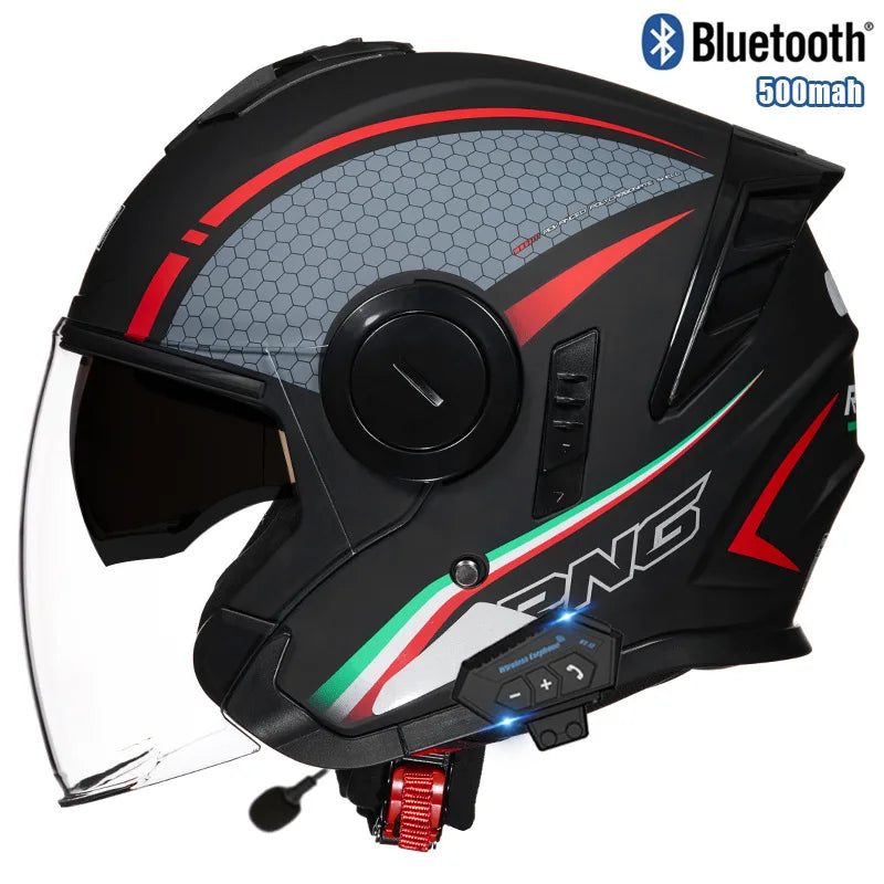 Three Quarter Open Face Helmets with Built In Bluetooth Headset