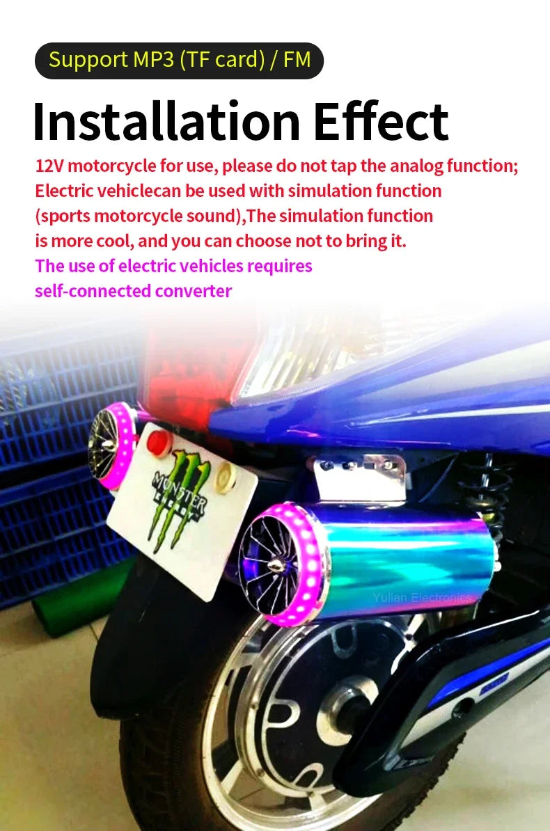 Motorcycle Speakers – Electric Exhaust Pipe Audio System, IP66 Waterproof
