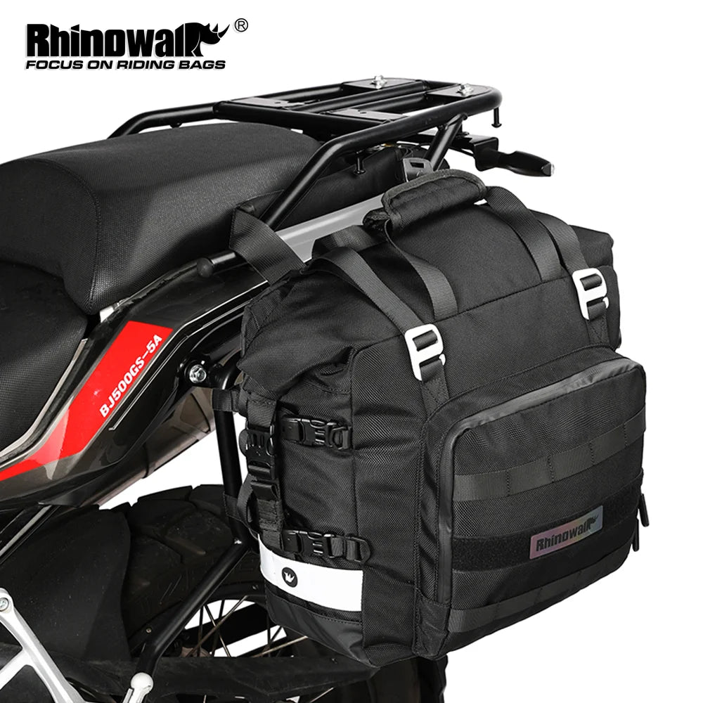 Rhinowalk Motorcycle Side Saddle Bag 20L Universal with Removable 100% Waterproof Inner Bag Motorbike Travel Luggage Accessories – Black / Olive (1PC)