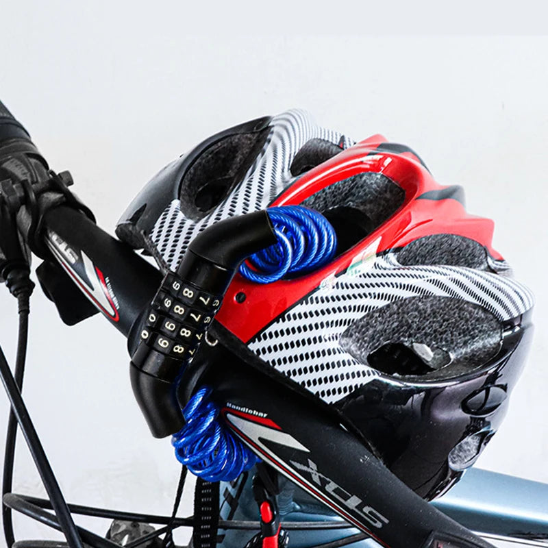 Helmet Lock Anti-theft 4 Digit Password MTB Road Bike Locks For Scooter Motorcycle Portable Cycling Bicycle Cable Lock