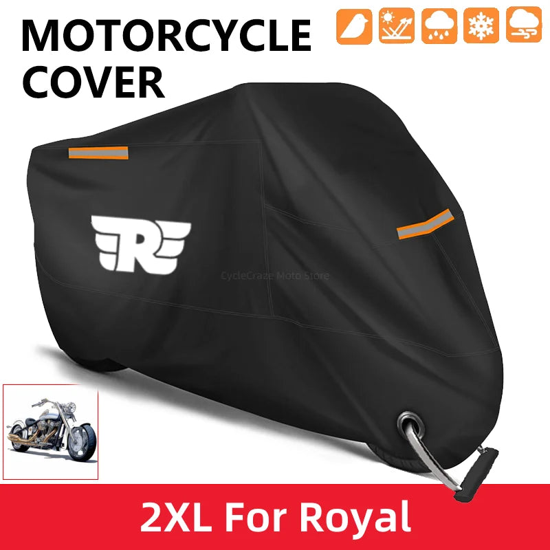 Motorcycle Cover Waterproof Outdoor Scooter UV Protector Dust Rain Cover for Royal Enfield Bullet Meteor Classic 350 500 Interceptor 650 Continental GT Himalayan – 210D Oxford Cloth Black M-4XL