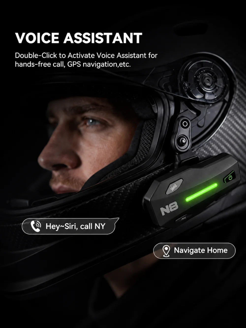 NYTALK N8 Motorcycle Bluetooth Intercom – 8-Rider Mesh Communication