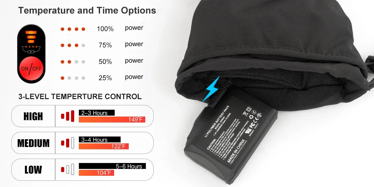 Heated Gloves with Rechargeable Battery Thermal Gloves for Women Men Husband Ski Motorcycle Glove Hand Warmer Heat
