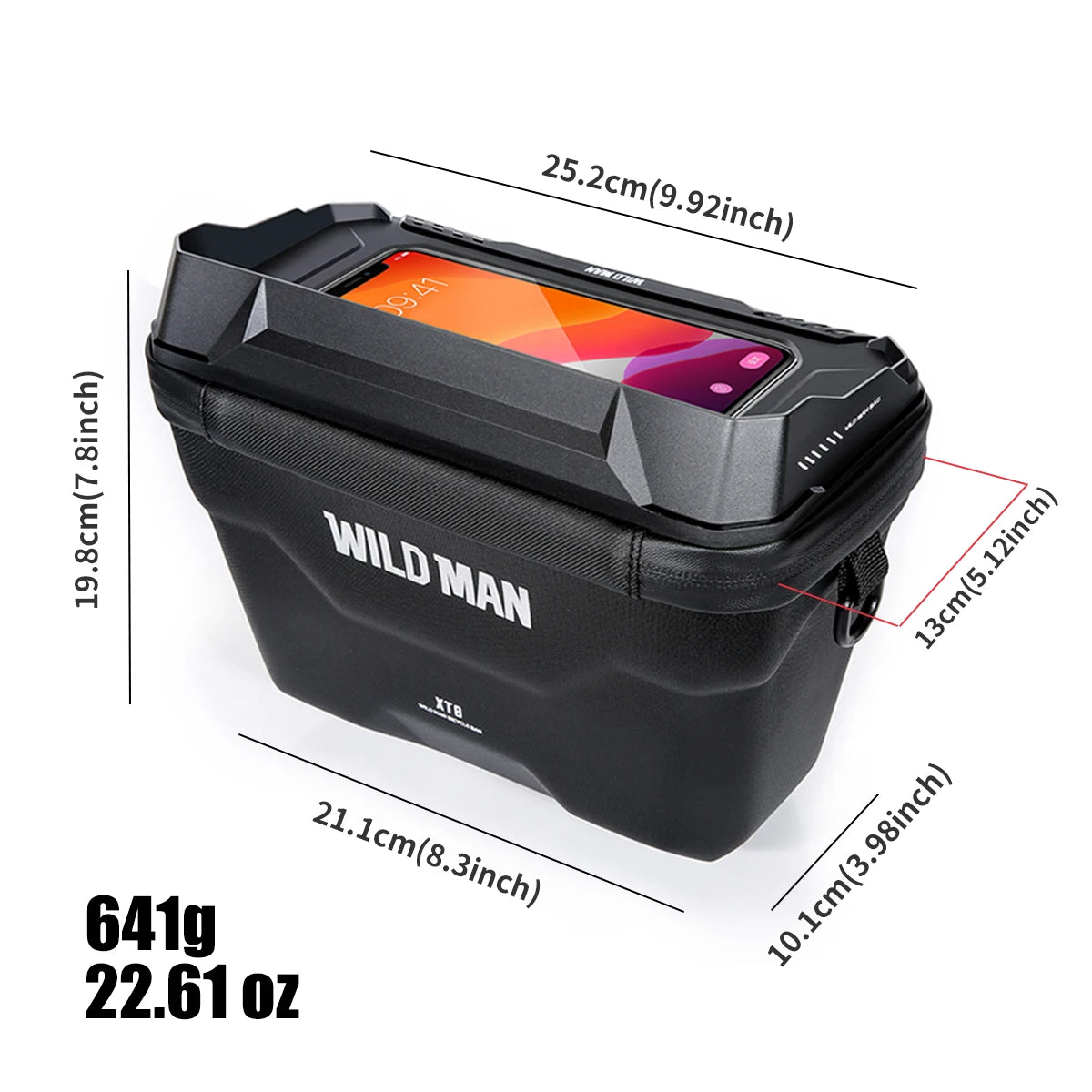 WILD MAN Waterproof Bike Phone Pouch – Touchscreen EVA Hard Shell Handlebar Bag for Bicycles & Electric Scooters