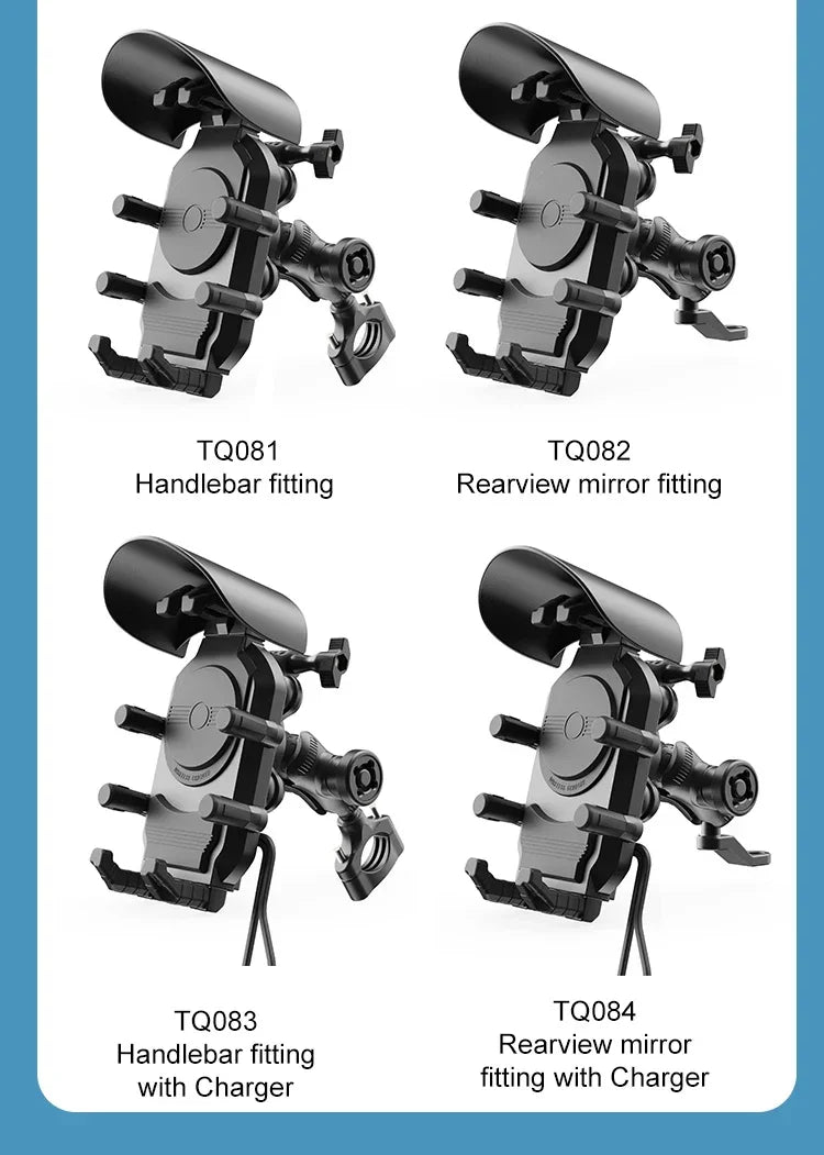 Shockproof Motorcycle Phone Holder 15W Wireless Charger & 18W USB 30W Type C Fast Charging Motorbike Bicycle Bike Scooter Stand