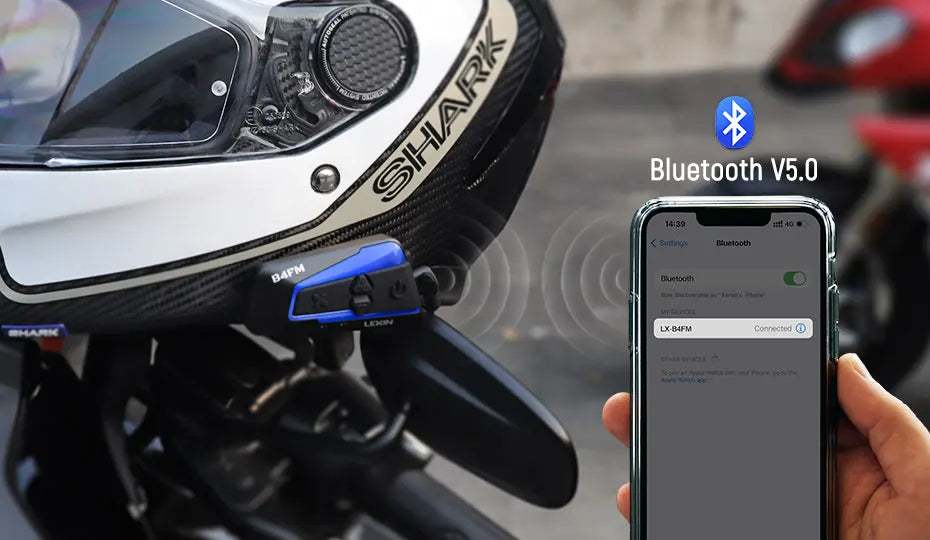 LEXIN B4FM-X Motorcycle Bluetooth Intercom – 10-Rider Music Sharing