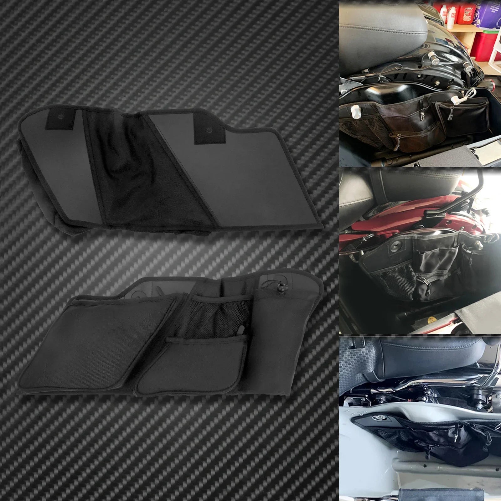 MACTIONS Motorcycle Inner Tool Bags Liners Organizer Storage Saddlebag for Harley Touring Road King FLHR Street Glide Electra Glide FLHX 2014-Up – Nylon (1 Pair)