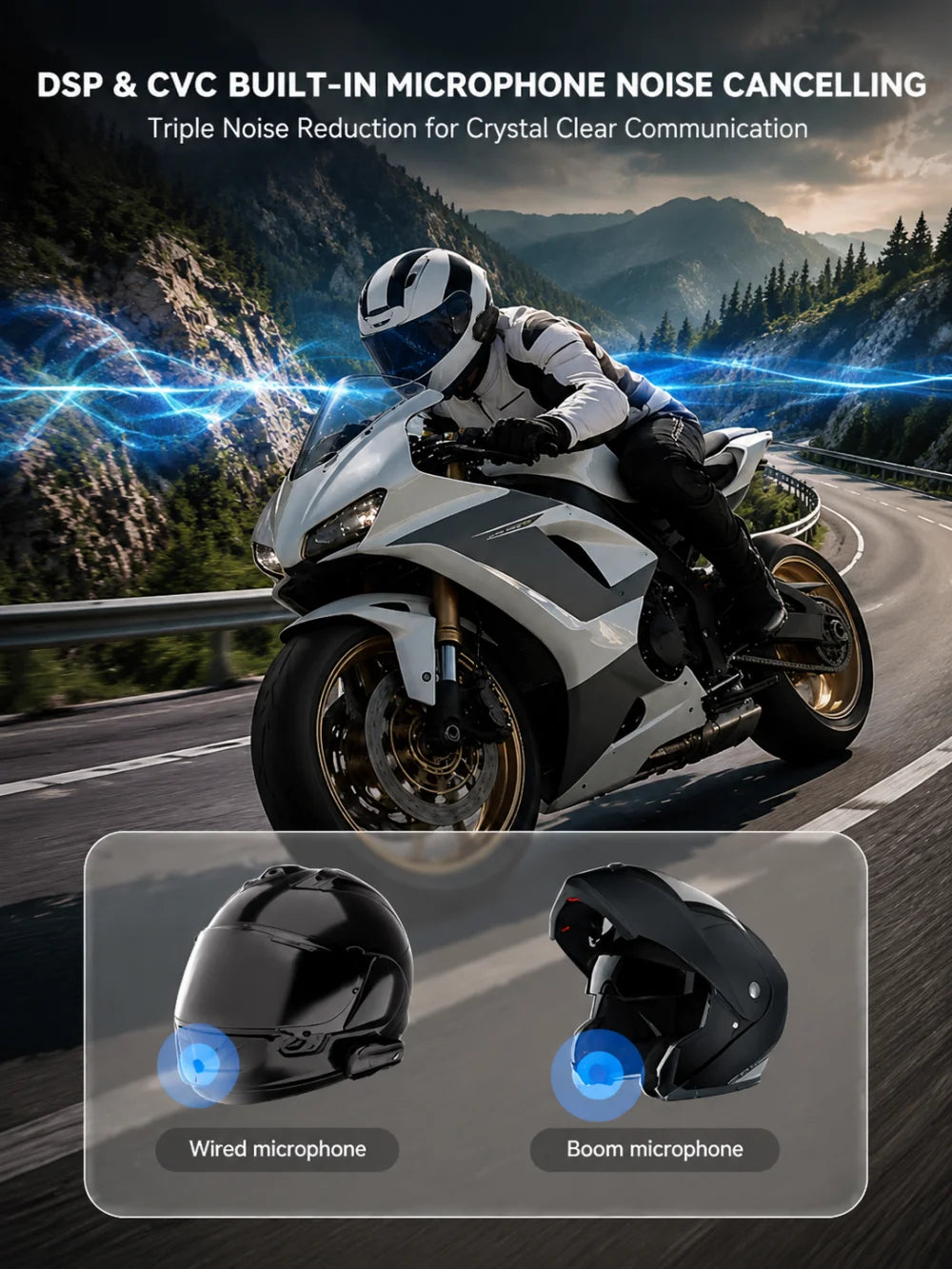 NYTALK N8 Motorcycle Bluetooth Intercom – 8-Rider Mesh Communication