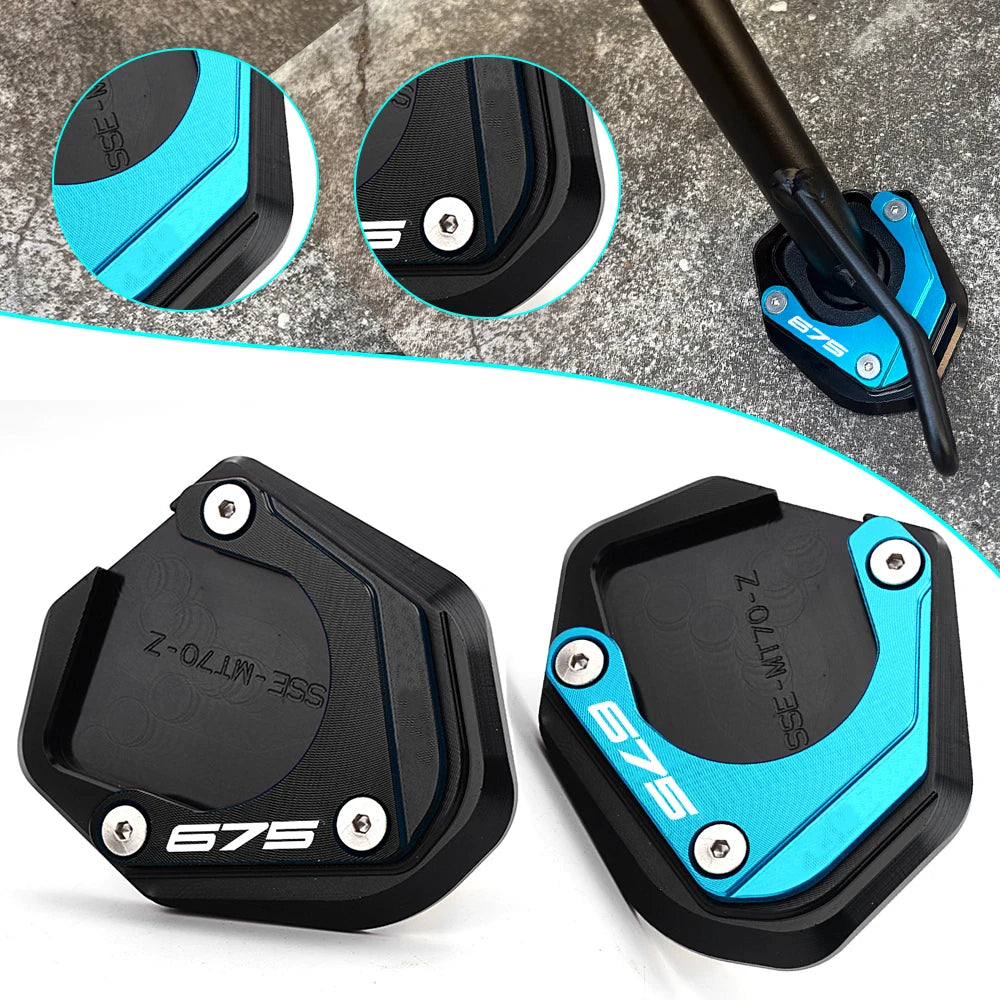 Motorcycle For CFMOTO 675NK 675SR 675SS 675SR-R CF 675 NK SR SS SR-R Aluminum Side Stand Kickstand Enlarger Plate Extension Pad – ZEXDDI CNC Aluminum 6061 Gold Black Sky Blue Blue Grey