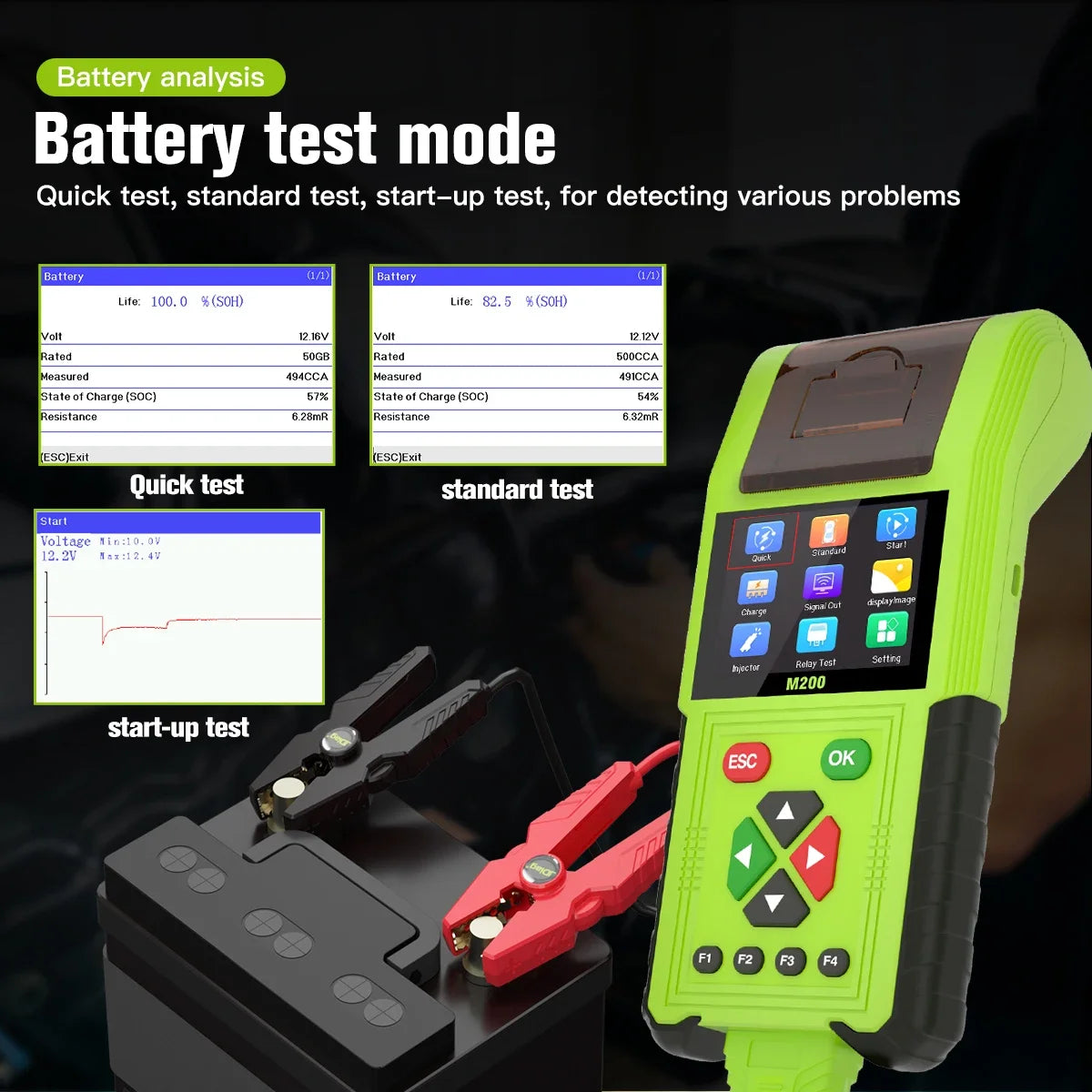 JDiag M200 Professional Motorcycle Diagnostic Scanner – Built-in Printer – 70+ Brands – Signal Simulator – Battery + Injector Test – $235–398