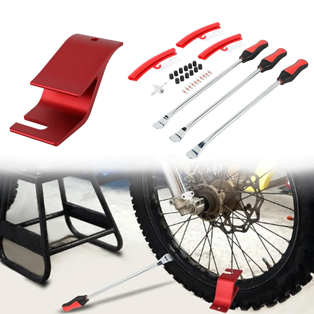 Motorcycle Tire Spoon Lever Set with Bead Buddy & Bead Breaker – Pit Dirt Bike MX – Red – $52