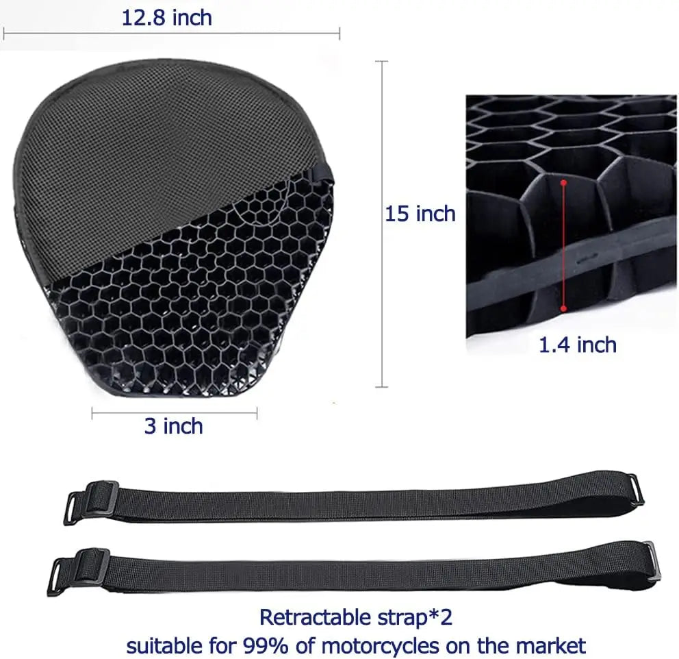 Motorcycle Seat Cushion Shock Absorption Decompression Gel Honeycomb 3D Comfortable Universal Motorcycle Seat Cushion