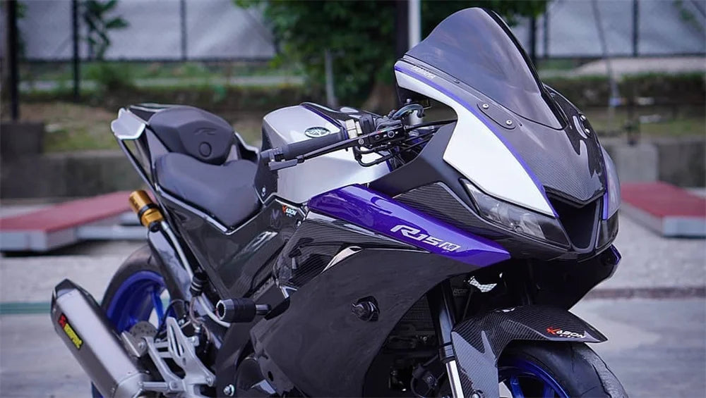 Motorcycle Sport Racing Windshield Windscreen Deflector Visor Viser for YZF R15 V3.0 2019 2020 2021 YZF-R15 V3 YZF R125 YZF-R125 – MIXTER PC Plastic Black Smoke Transparent Silver Carbon Rainbow