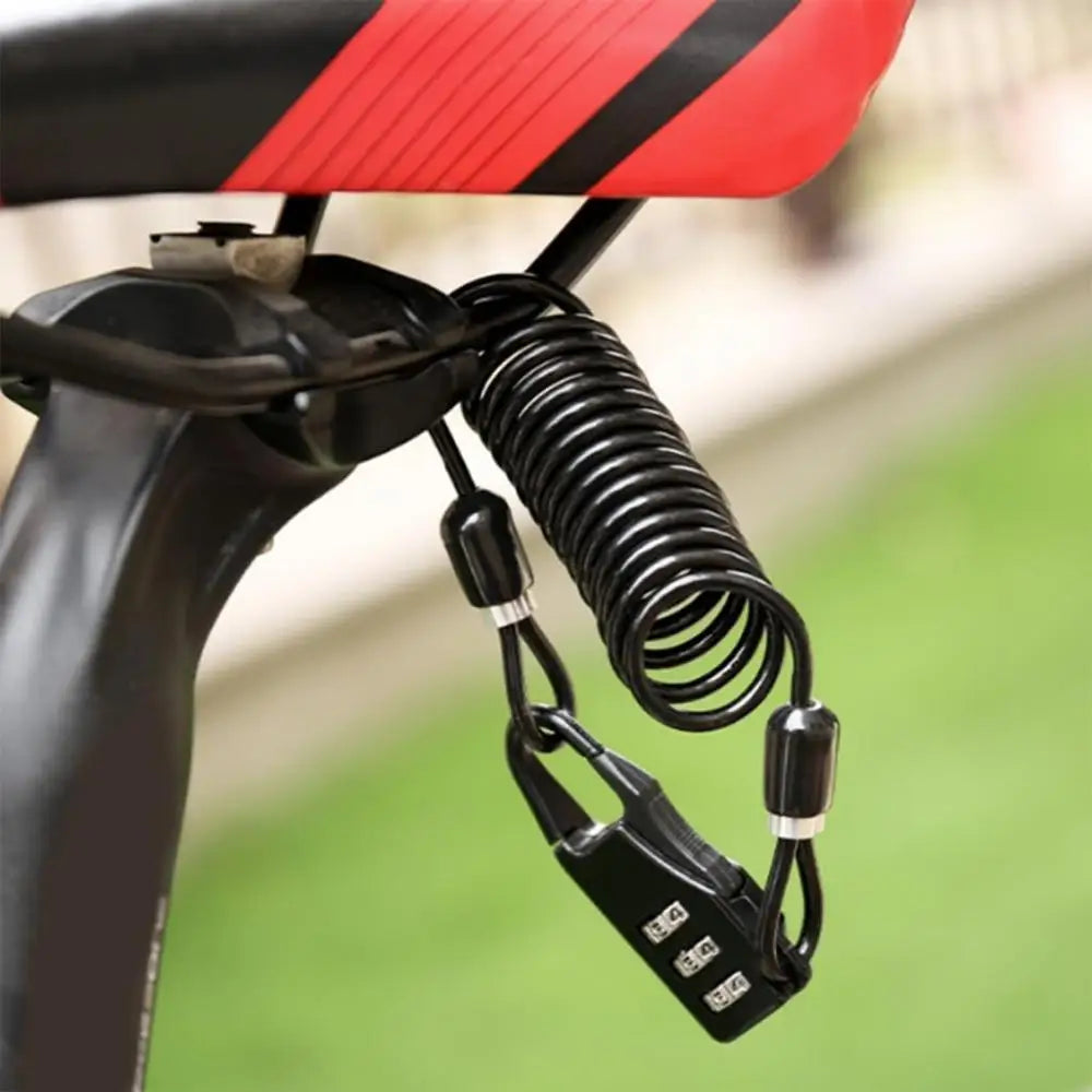 DOMEN Bicycle Anti-Theft Lock Motorcycle Portable Three-Digit Password Helmet Lock Bike Wire Rope Helmet Lock Bike Accessories