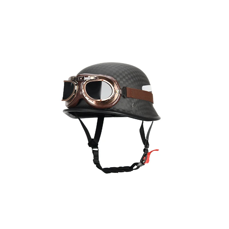 Carbon Fiber Helmets – Forged Carbon Fiber Retro Half Face Motorcycle Helmet, German-Style Lightweight Design