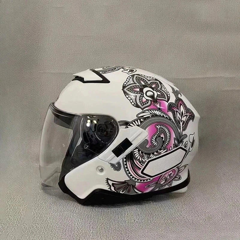 Open Face Helmets – J-Cruise II 3/4 Jet Motorcycle Helmet, Dual Visor, Retro Scooter Style for Men & Women
