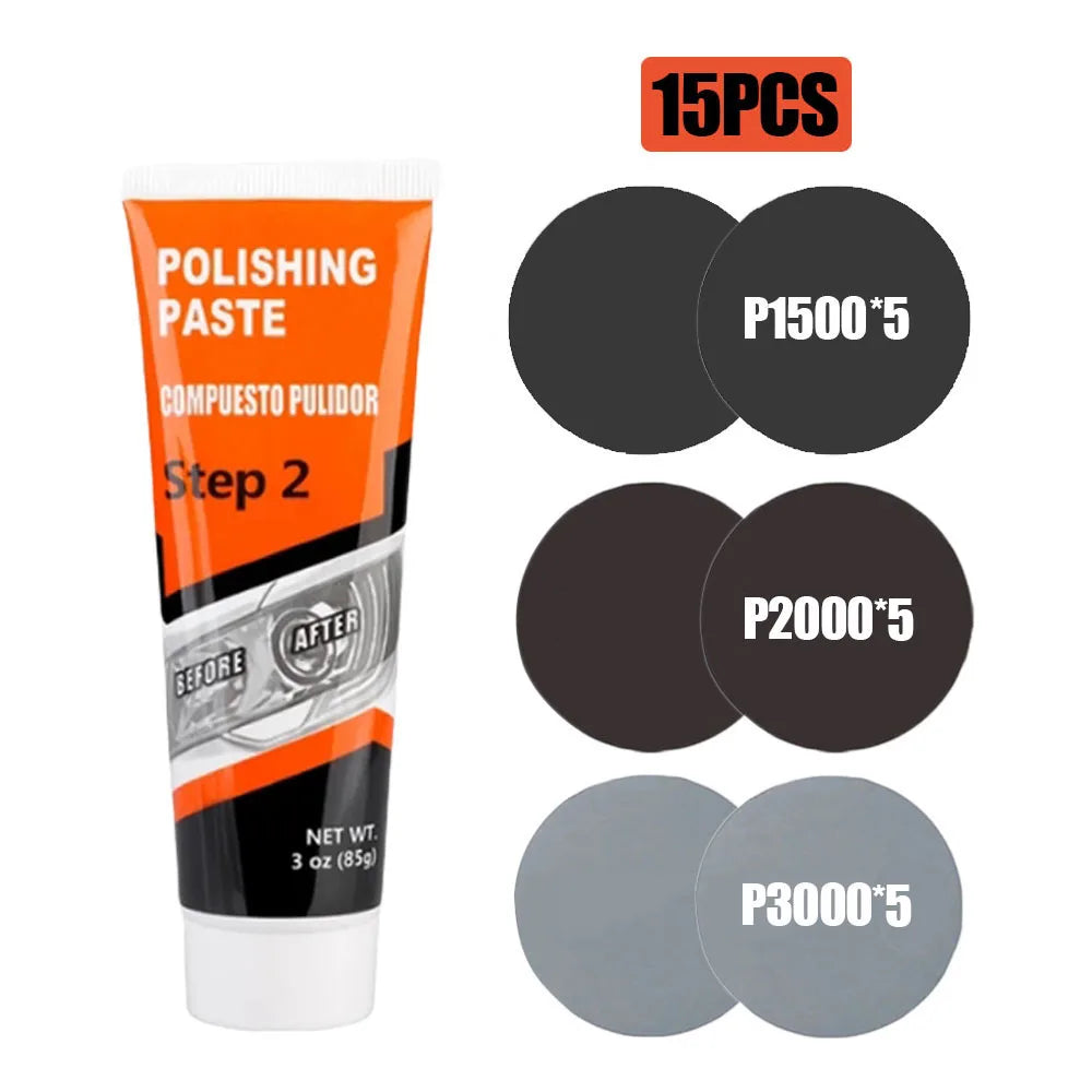 Professional Car & Motorcycle Headlight Restoration Kit – Wet Sand + Polish + UV Protect – Removes Yellowing Scratches – Car / Motorcycle / ATV – 24 Set Options – $40