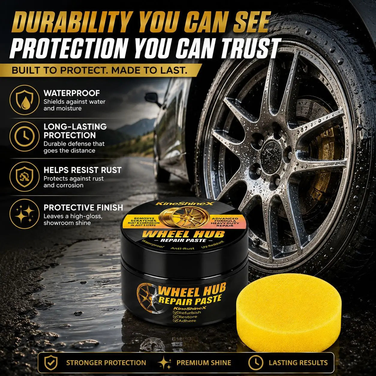 KINESHINEX Alloy Wheel Scratch Remover & Polish Paste – Rim Restoration & Shine – Metal Surface Polish – 30g – 1 / 3 / 5 / 10 Pcs – $28–112