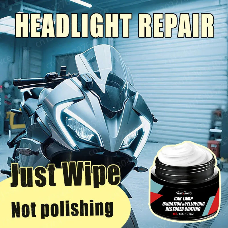 Car & Motorcycle Headlight Restoration Polish Paste – Removes Yellowing Oxidation Scratches – Restores Clarity & Night Visibility – 50g / 100g / 200g / 300g – $25