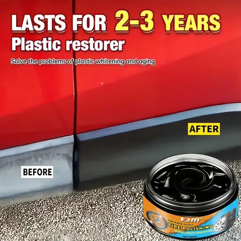 Motorcycle & Car Tire Shine Protection Wax – Plastic Renovator Interior Enhancer Tire Protector Black Gloss Formula – $10