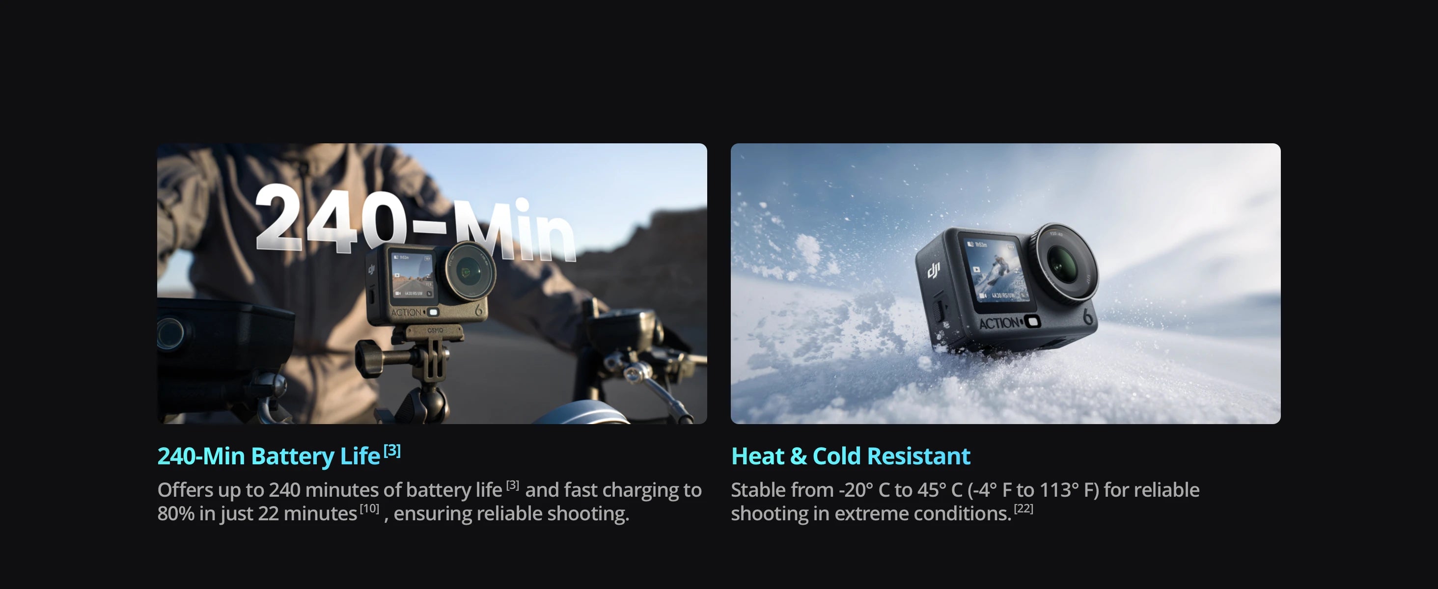 DJI Osmo Action 6 Adventure Combo 8K Waterproof Action Camera Variable Aperture f/2.0 HorizonSteady 360° 20m Underwater 50GB Built-in Storage Dual Mic Gesture Voice Control for Travel Motorcycle Vlog