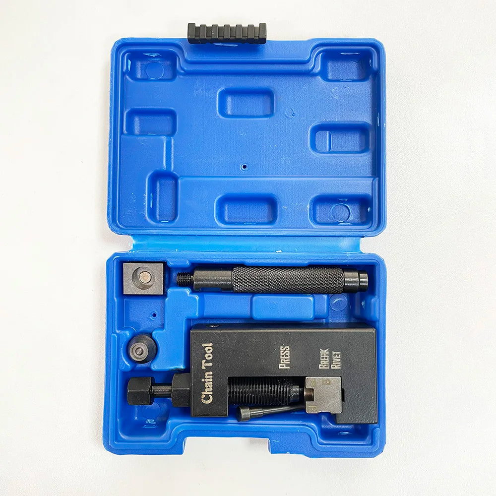 Motorcycle Chain Breaker & Riveting Tool Set – 520 / 525 / 530 Chains – Carbon Steel – Blue – $55