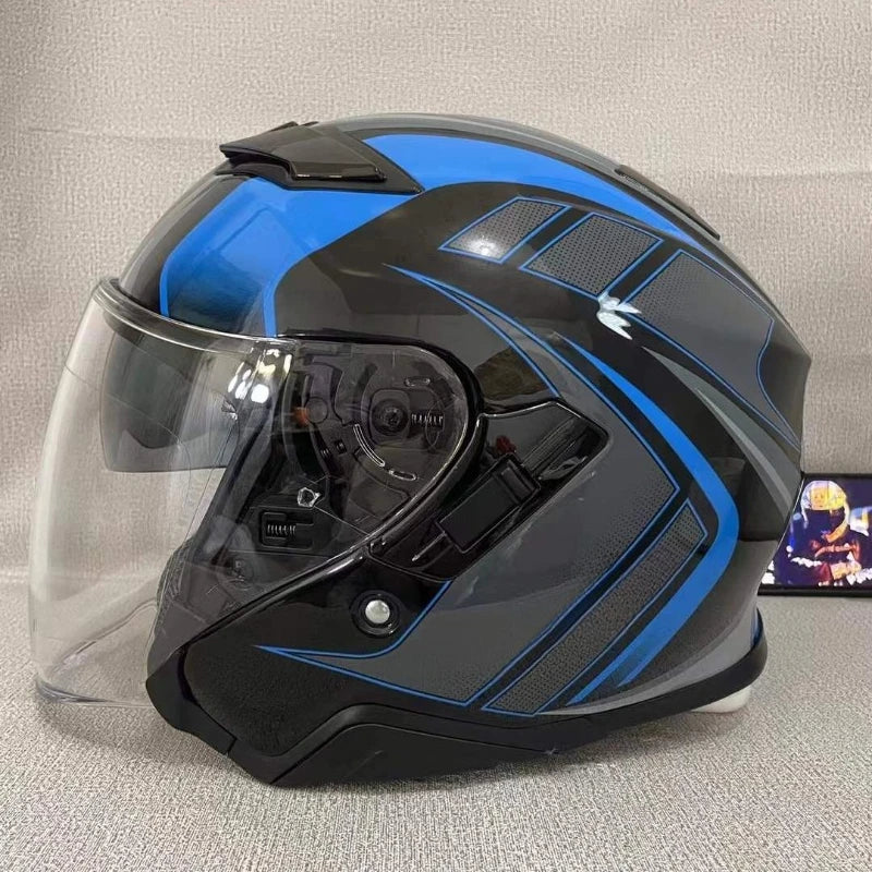 Open Face Helmets – J-Cruise II 3/4 Jet Motorcycle Helmet, Dual Visor, Retro Scooter Style for Men & Women