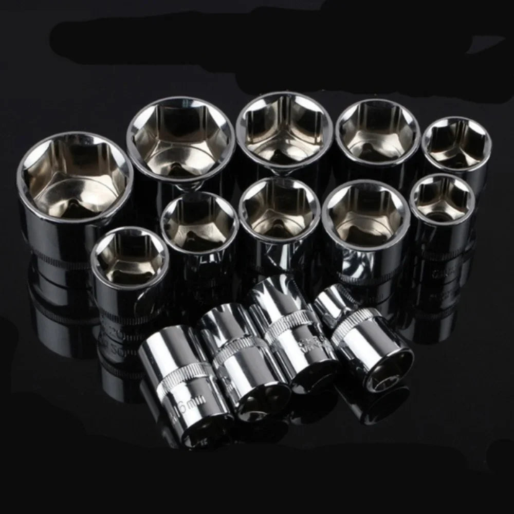 12-Piece Ratchet Wrench Socket Set – 4–13mm Metric Sockets – Chrome Plated 45# Steel – Motorcycle / Bicycle / Car / Boat – from $17