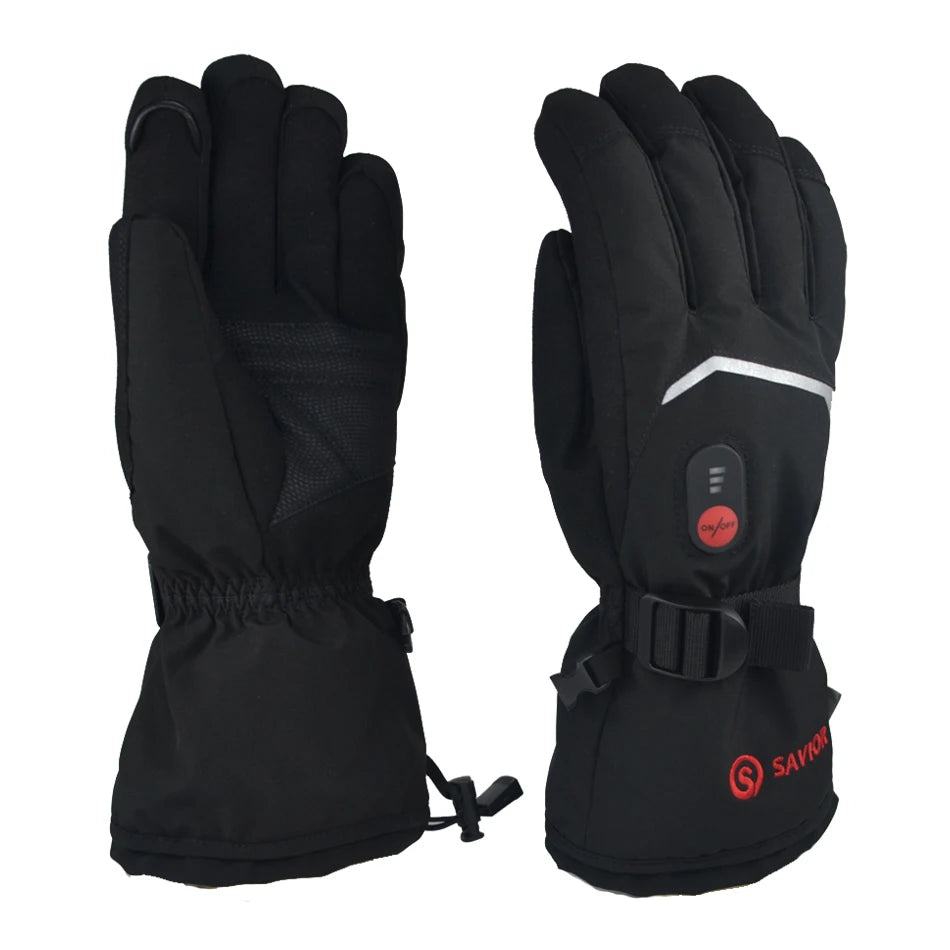 Savior Heat Battery Heated Motorcycle Gloves Goat Skin Leather 3 Shift Temperature Control Waterproof Electric Heated Gloves