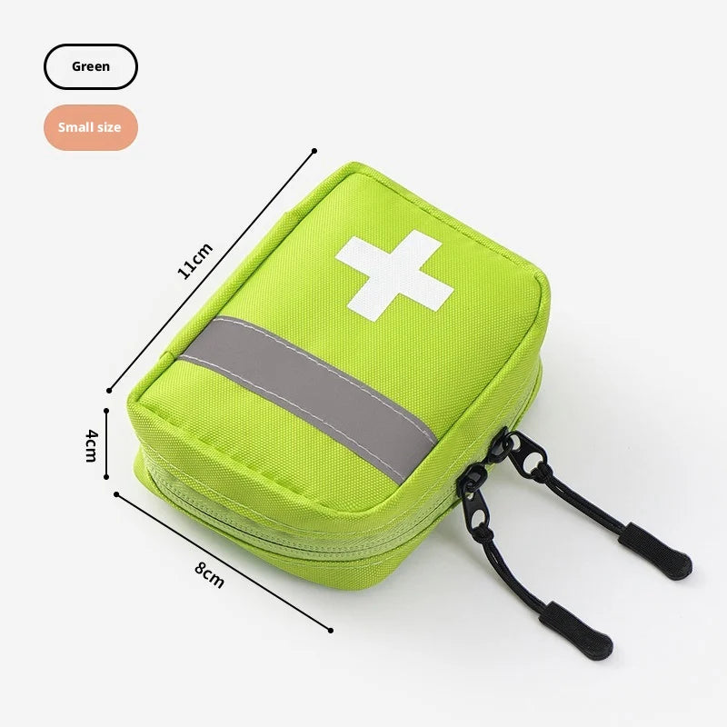 Reflective Portable First Aid Kit for Outdoor Hiking Camping - Emergency Medicine Organizer with Car Storage Strips