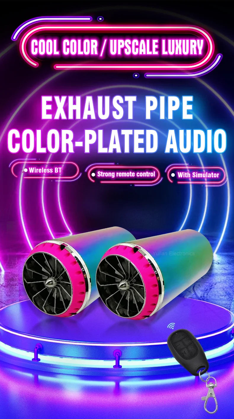 Motorcycle Speakers – Electric Exhaust Pipe Audio System, IP66 Waterproof
