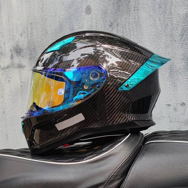 Carbon Fiber Helmets – ORZ Full Face Motorcycle Helmet, Color Visor, DOT Approved, All-Season
