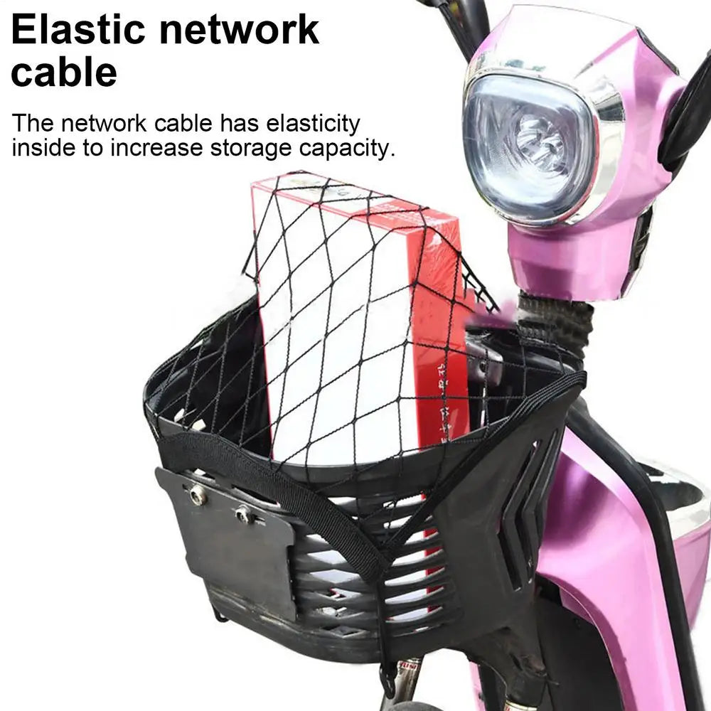 Motorcycle Net Cargo High Elastic Polyester Cargo Bungee Net with 4 Hooks Thickened Motorcycle Net Secure Easy Installation