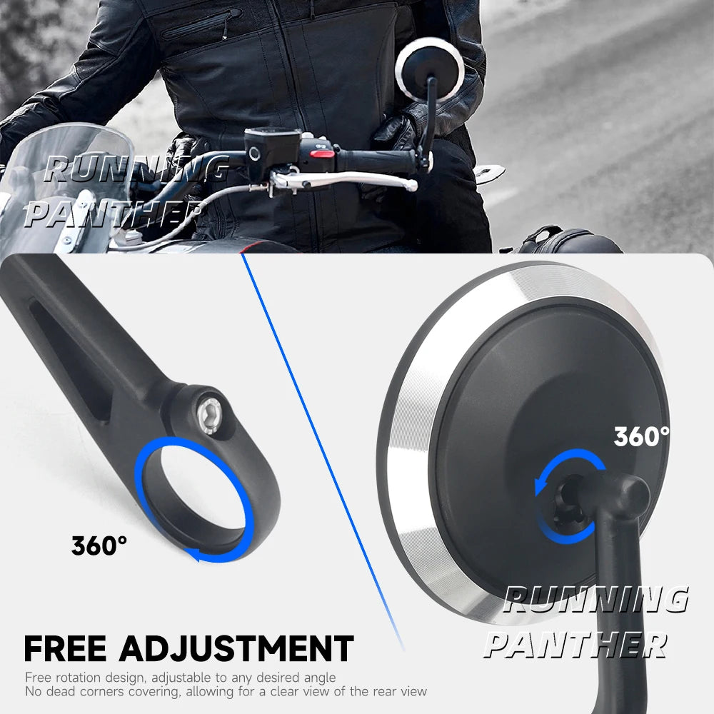 RUNNING PANTHER Triumph Motorcycle Mirror Handlebar Bar-End Rearview Mirror Pair for Street Triple 765 765RS 765R S Speed Triple Rocket 3 Bobber T120 Daytona 660 675