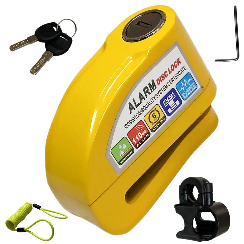 Falante Motorcycle Alarm Lock Safety Anti-Theft Disc Brake Aluminum Alloy Motorbike Bicycle Accessories – Model 8302 – 21x14x4cm – 18 Color Styles