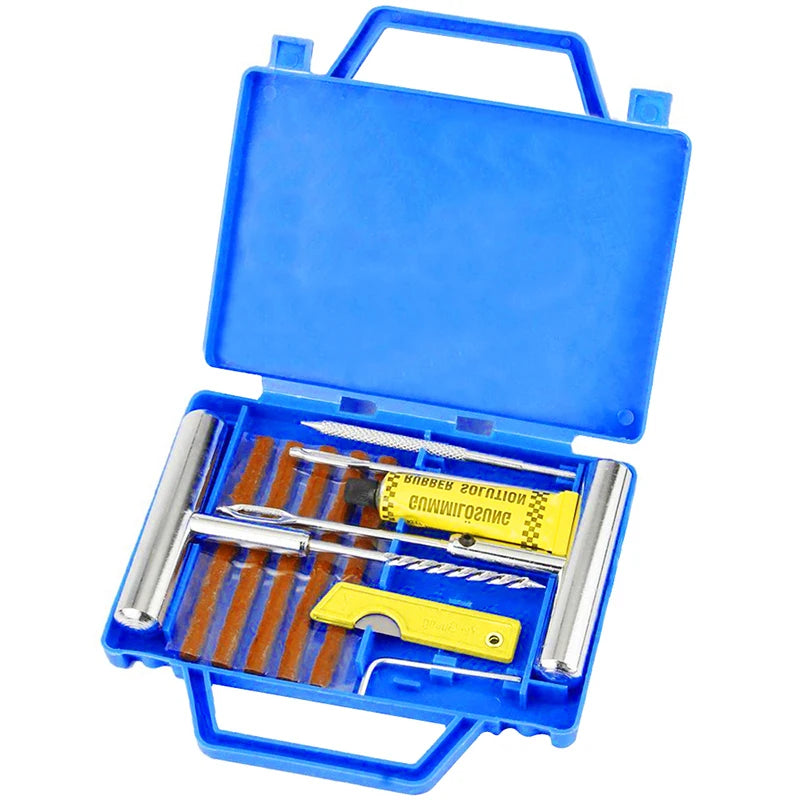 11pcs Tire Puncture Emergency Repair Kit with Storage Box – Metal – Car Motorcycle Bicycle ATV Truck – $22