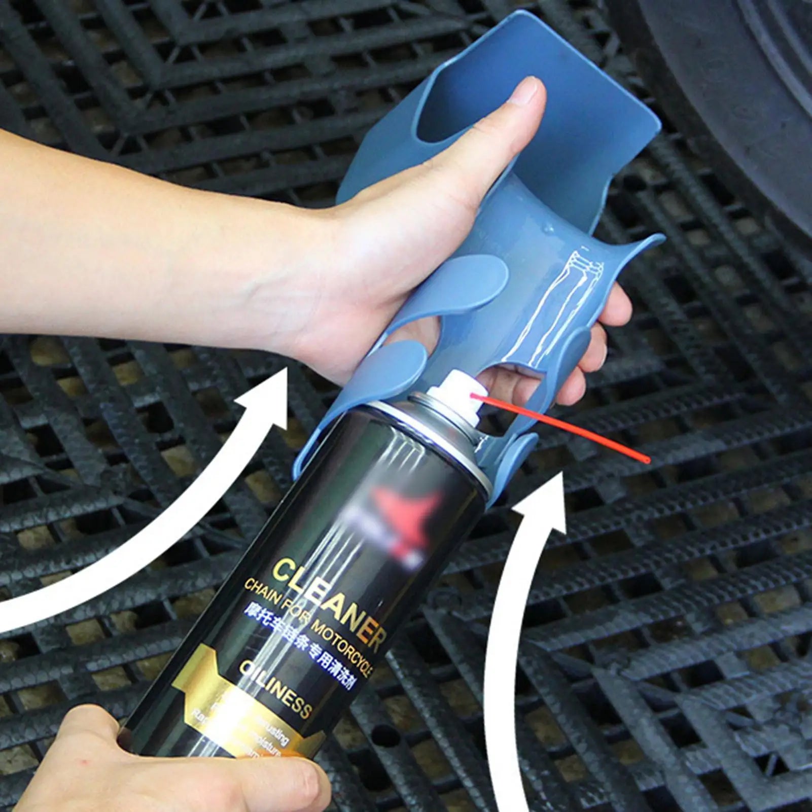 Motorcycle & Bicycle Chain Oil Storage Splash-Proof Tool Box with Brush – ABS Chain Scrubber & Dirt Cleaner Kit for Mountain Road Folding Bike – $10