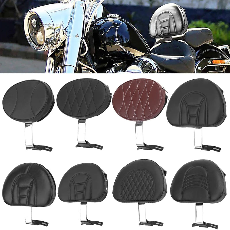 Motorcycle Adjustable Plug In Driver Backrest Rider Sissy Bar Pad For Harley Dyna Softail Electra Road Street Glide Road King