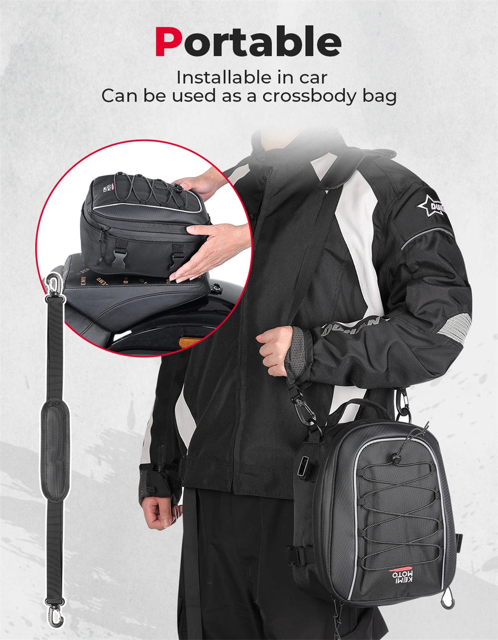 Motorcycle Backpack – KEMIMOTO Waterproof 7L–12L Expandable Riding Bag